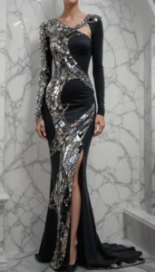 Asymmetric Design Dress mirror work designs 11