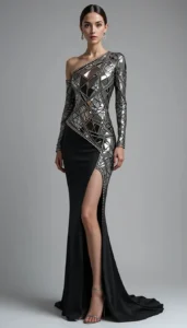 Asymmetric Design Dress mirror work designs 3