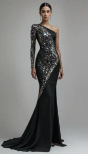 Asymmetric Design Dress mirror work designs 4