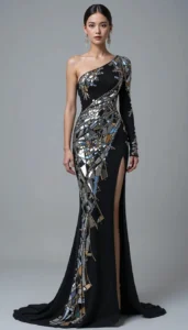 Asymmetric Design Dress mirror work designs 5