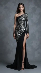 Asymmetric Design Dress mirror work designs 6