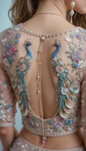 Peacock Embroidery Design for Blouse 1