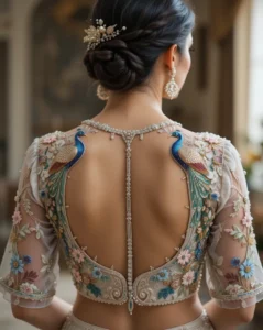 Peacock Embroidery Design for Blouse 10