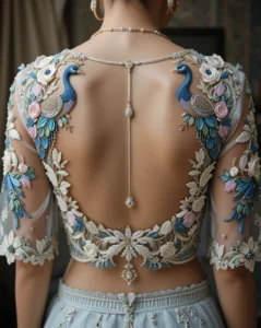 Peacock Embroidery Design for Blouse 13