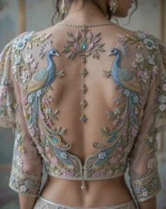 Peacock Embroidery Design for Blouse 14