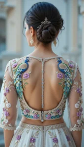 Peacock Embroidery Design for Blouse 2