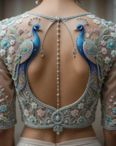 Peacock Embroidery Design for Blouse 20
