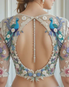 Peacock Embroidery Design for Blouse 25