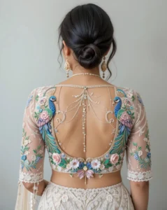 Peacock Embroidery Design for Blouse 27