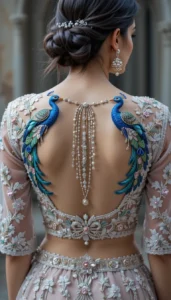 Peacock Embroidery Design for Blouse 3