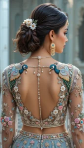 Peacock Embroidery Design for Blouse 6