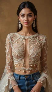 White Pearl Blouse Designs 3