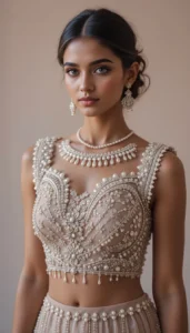 Pearls for Embroidery Blouse Designs 14