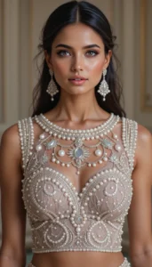 Pearls for Embroidery Blouse Designs 16