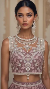 Pearls for Embroidery Blouse Designs 35