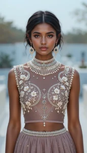 Pearls for Embroidery Blouse Designs 37