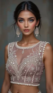 Pearls for Embroidery Blouse Designs 43