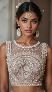 Pearls for Embroidery Blouse Designs 46