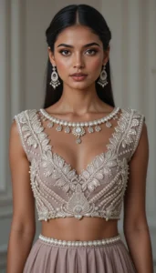 Pearls for Embroidery Blouse Designs 48