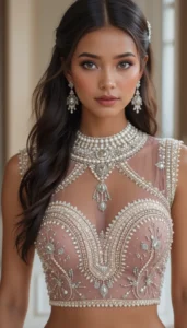 Pearls for Embroidery Blouse Designs 6