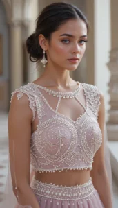 Pearls for Embroidery Blouse Designs 8