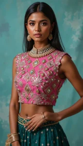 blouse mirror work designs 13