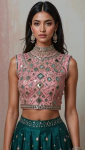 blouse mirror work designs 15