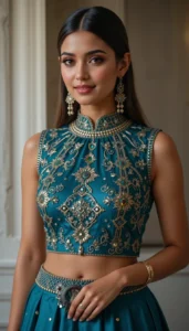 blouse mirror work designs 23