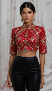 blouse mirror work designs 47