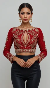 blouse mirror work designs 55