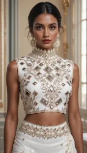 blouse mirror work designs 70