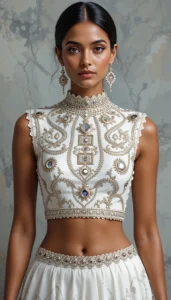 blouse mirror work designs 74