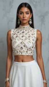 blouse mirror work designs 75