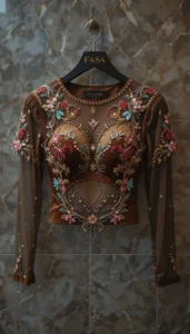 different types of womens blouse ai embroidery128
