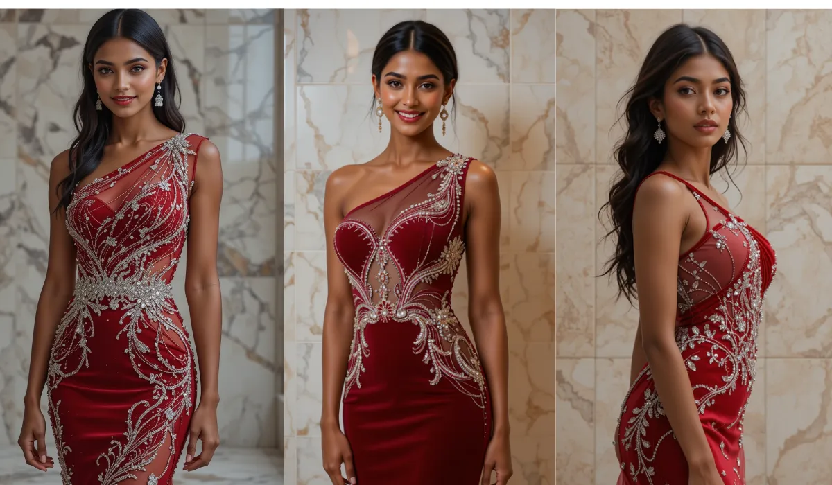 One Shoulder Short Dress | Best 70+ Easy Embroidery Designs Red Dresses for Party AI Technology Images 1 one shoulder short dress easy embroidery designs