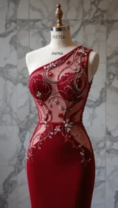 one shoulder short dress easy embroidery designs14
