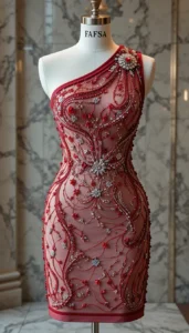 one shoulder short dress easy embroidery designs16
