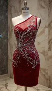 one shoulder short dress easy embroidery designs2