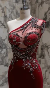 one shoulder short dress easy embroidery designs25