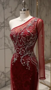 one shoulder short dress easy embroidery designs3