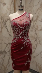 one shoulder short dress easy embroidery designs30
