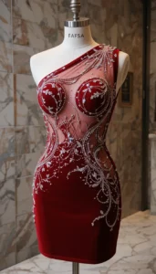 one shoulder short dress easy embroidery designs31