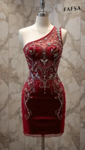 one shoulder short dress easy embroidery designs36