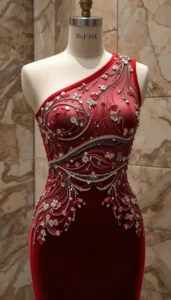 one shoulder short dress easy embroidery designs37