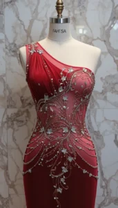 one shoulder short dress easy embroidery designs38