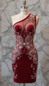 one shoulder short dress easy embroidery designs40