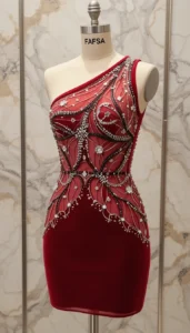 one shoulder short dress easy embroidery designs5