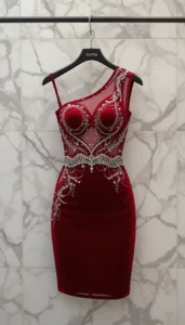 one shoulder short dress easy embroidery designs54