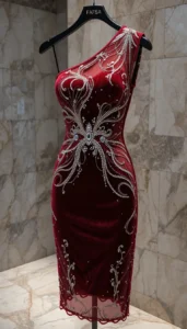 one shoulder short dress easy embroidery designs56