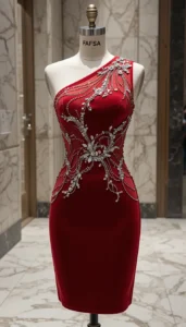 one shoulder short dress easy embroidery designs6